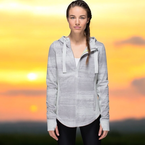 lululemon athletica Tops - Lululemon Post Sweat Pullover Righteous Stripe Silver / Heathered Light Grey 8